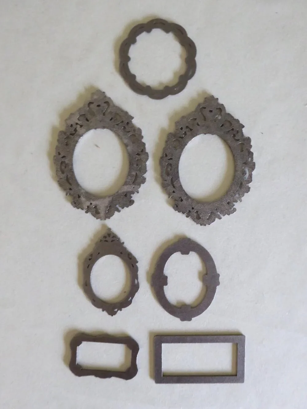 NEW TIM HOLTZ SILVER METAL EMBELLISHMENT FRAME PLATES (LOT OF 7) CRAFT SCRAPBOOK